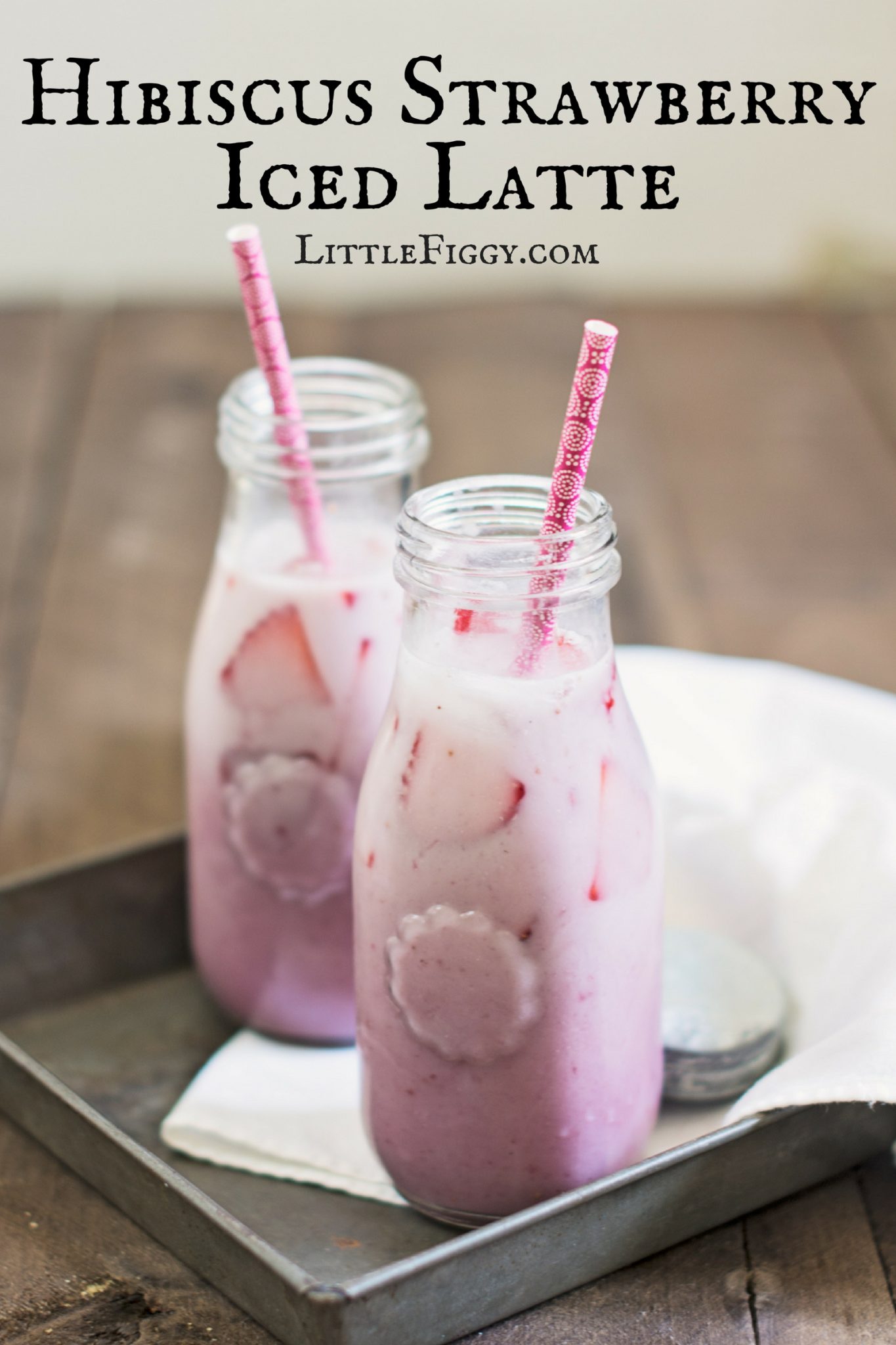 Hibiscus Strawberry Iced Latte - Little Figgy Food