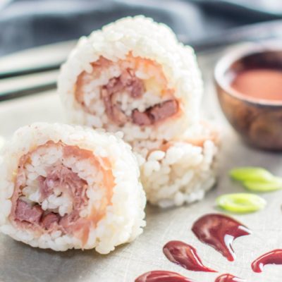 Smoked Duck Sushi with Blackberry Dipping Sauce