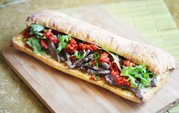 Steak and Roasted Red Pepper Sandwich