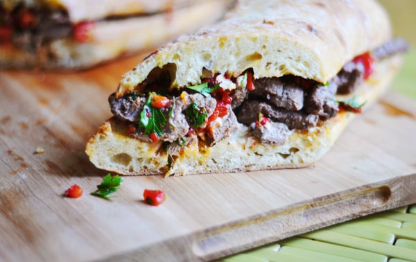Steak and Roasted Red Pepper Sandwich