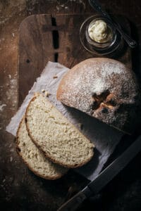 Loaf of white bread sliced