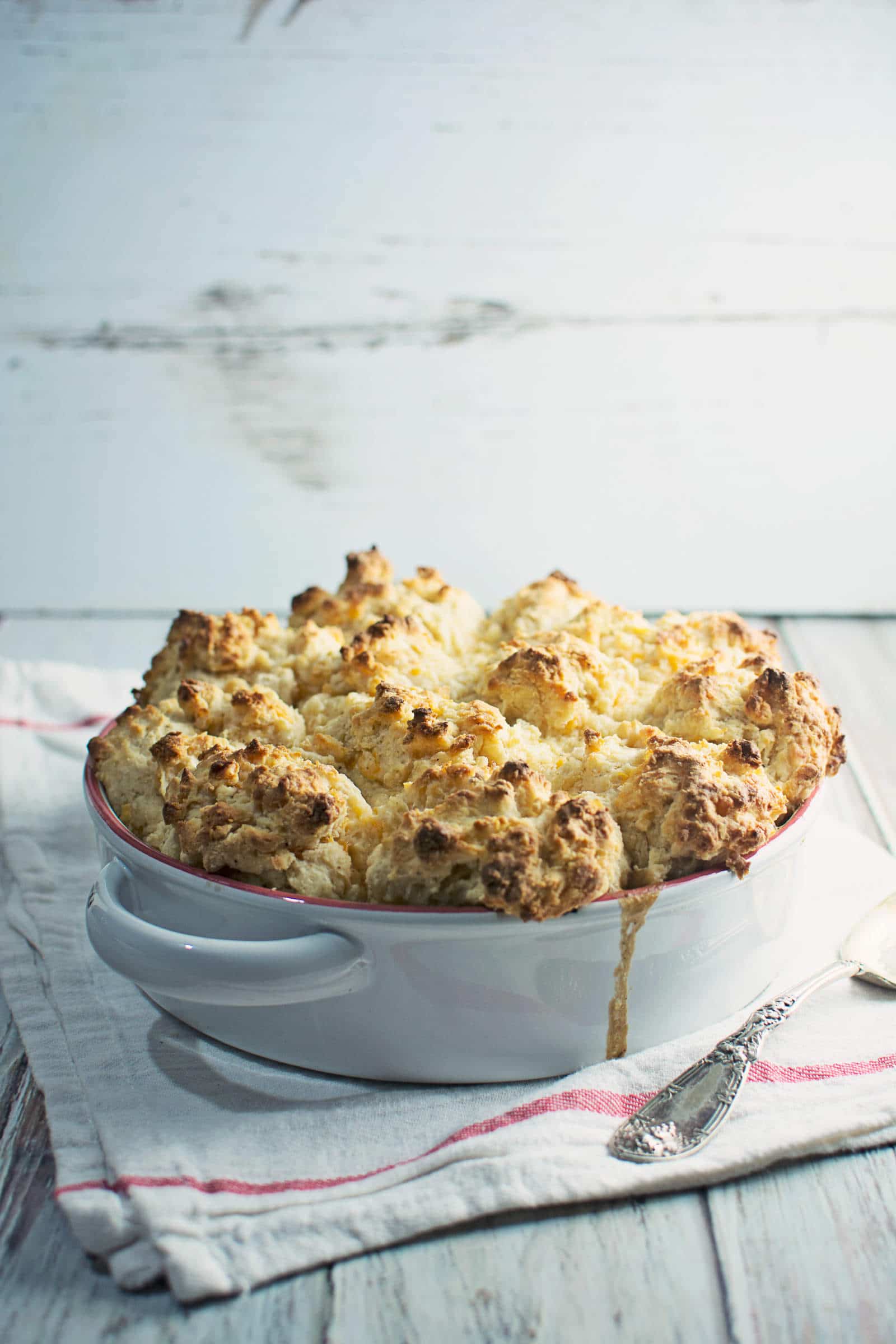 Enjoy this rich and warming Chicken Mushroom & Leek Cobbler for dinner! Recipe @LittleFiggyFood