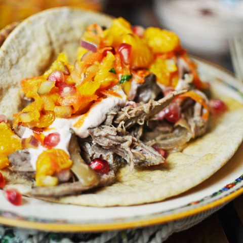 Shredded Lamb Tacos with Orange Salsa - @LittleFiggyFood - #AmericanLamb - #LambRecipes - #Tacos
