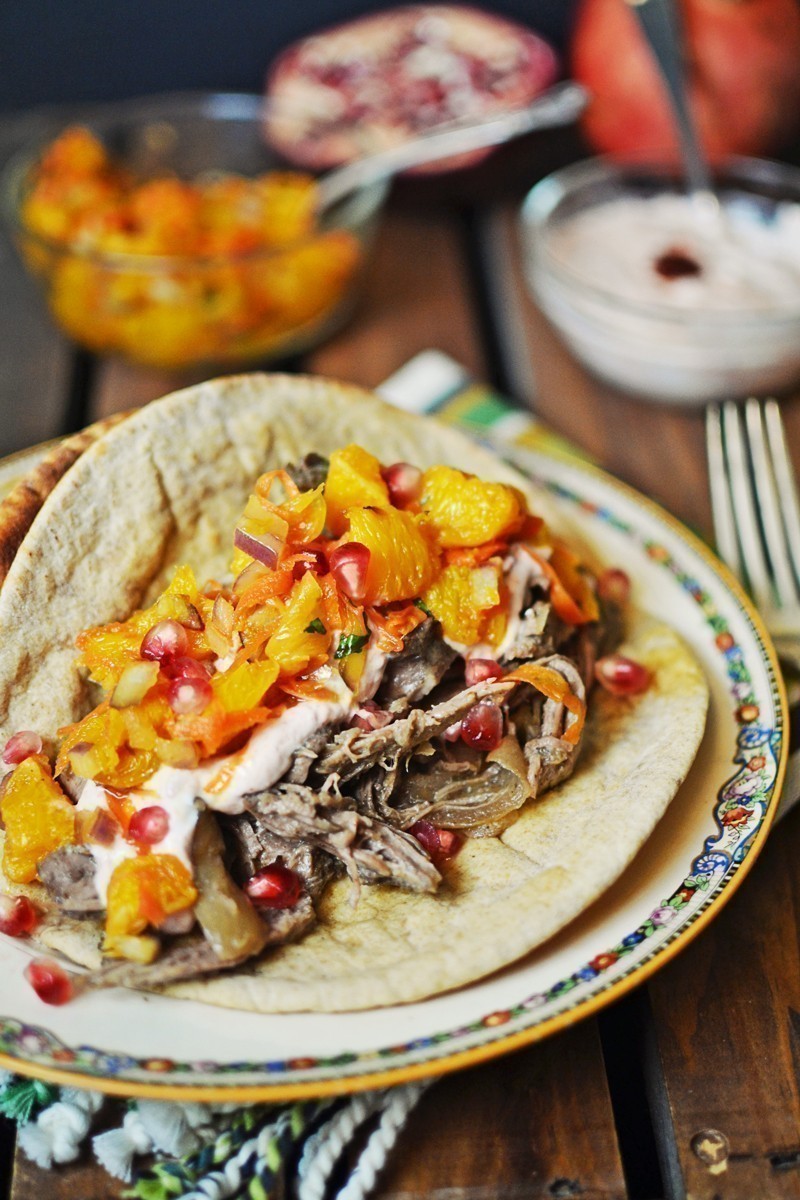 Shredded Lamb Tacos with Orange Salsa - @LittleFiggyFood - #AmericanLamb - #LambRecipes - #Tacos