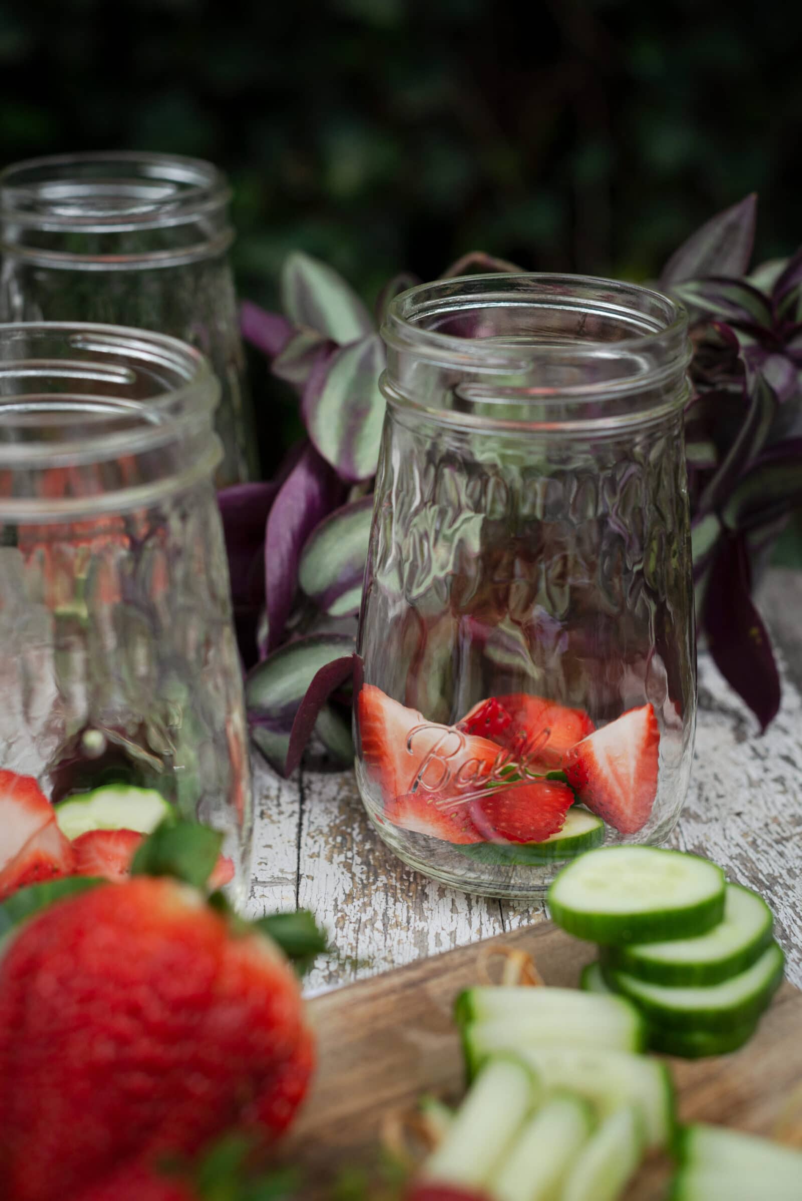 Ball Flute Mason Jars with Strawberries