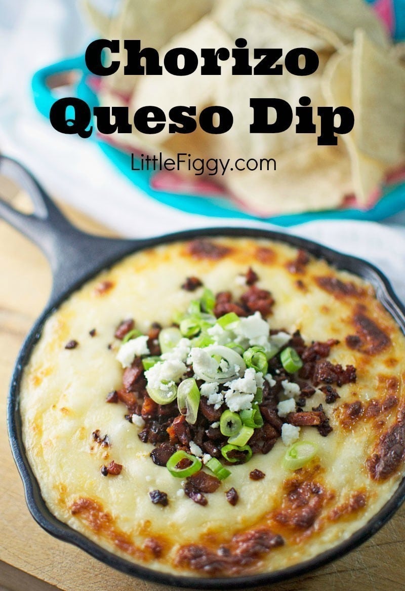 Chorizo Queso Fundido recipe, so addictively tasty and perfect for Cinco de Mayo - @LittleFiggyFood