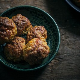 Baked sausage balls with cheddar cheese