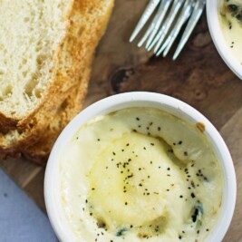 How To Host A Brunch - Baked Eggs with Creamy Kale - Find out more on @LittleFiggyFood - #LiptonTeaTime