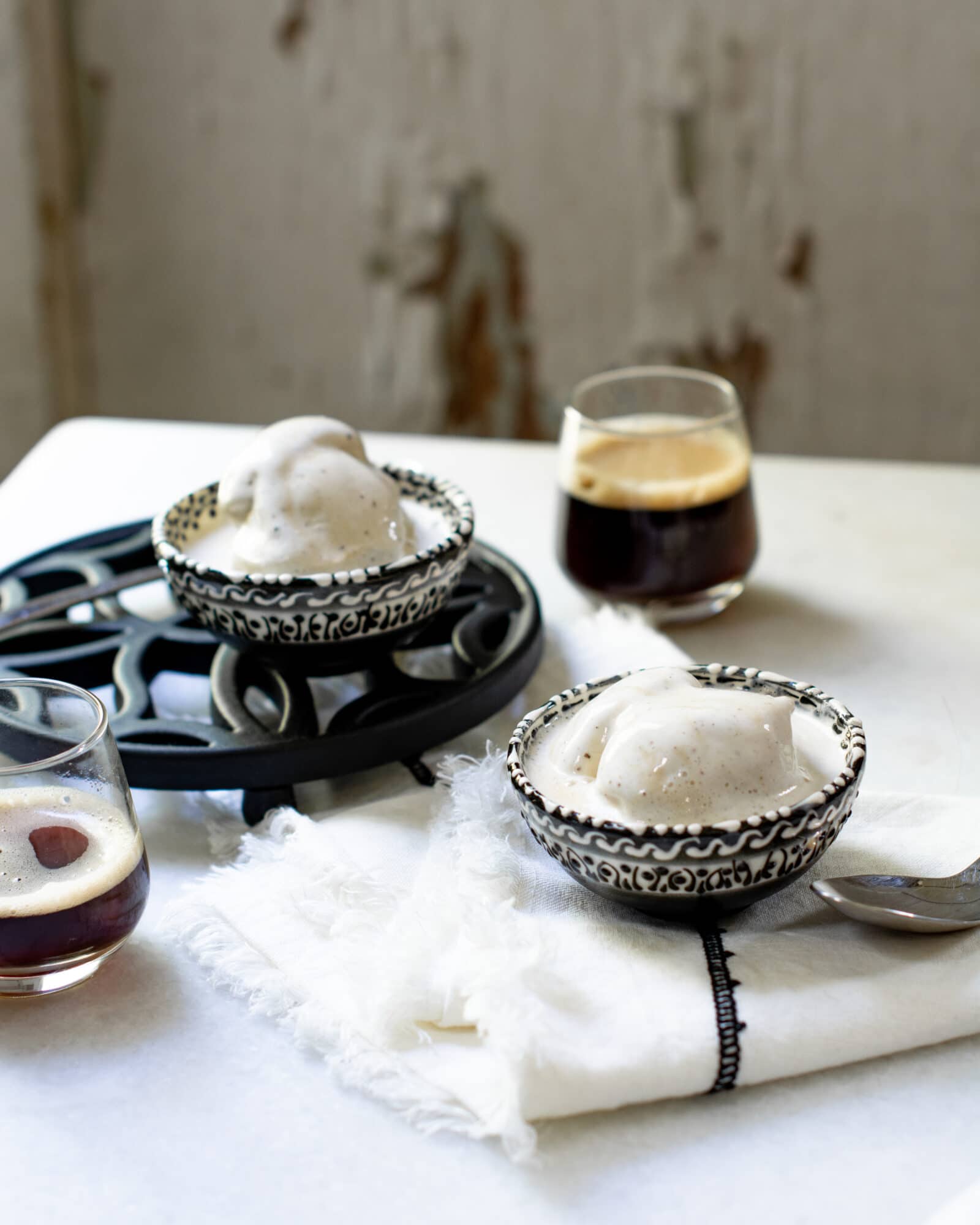 Espresso Affogato on white table