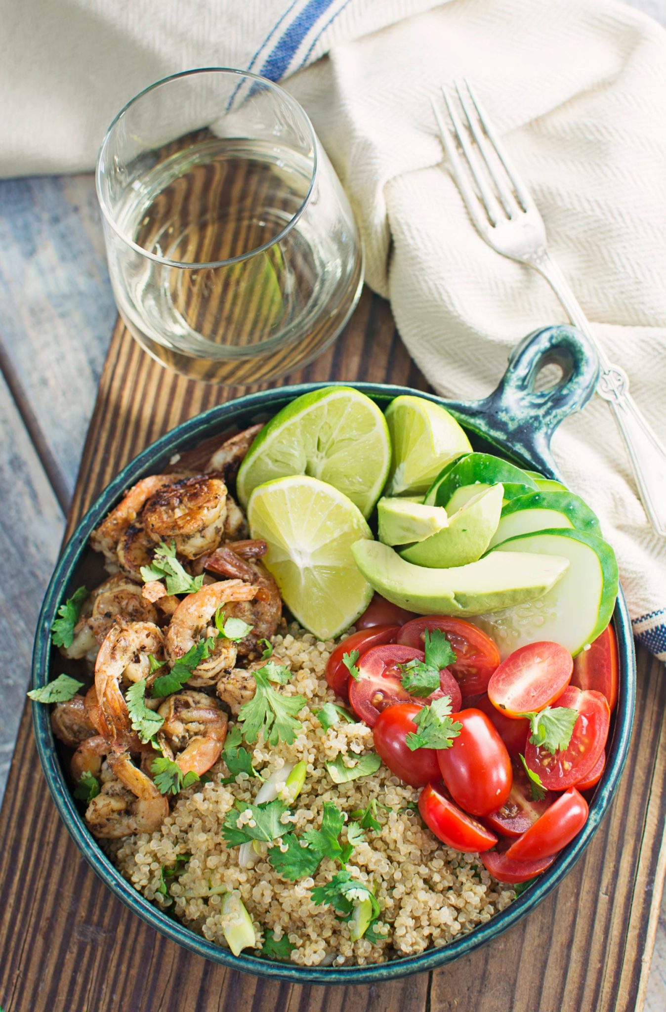 Garlic Lime Shrimp served up with a Cilantro Quinoa Salad! #120DaysOfSummer is here! Recipe found @LittleFiggyFood - #sponsored