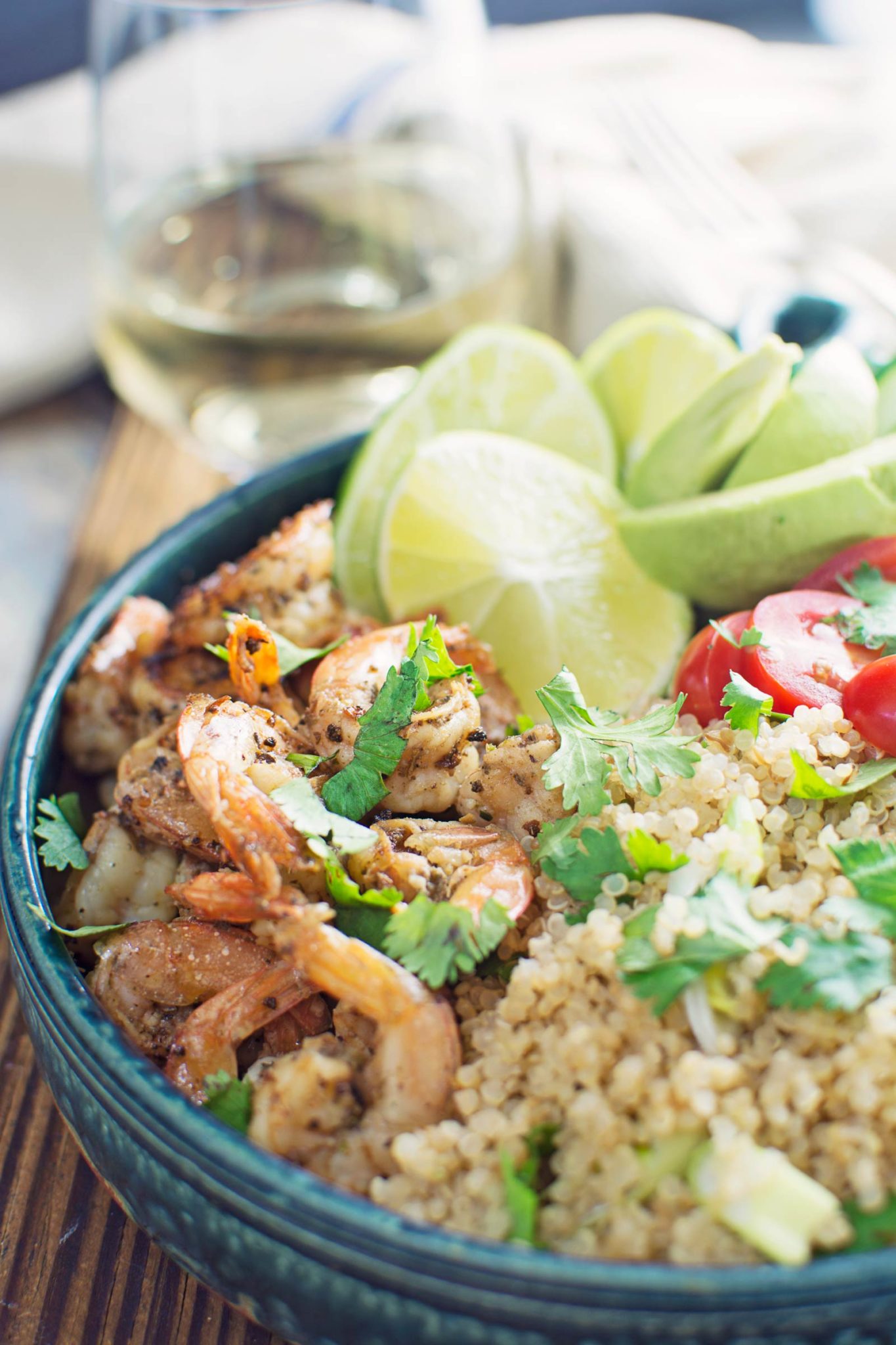 Garlic Lime Shrimp served up with a Cilantro Quinoa Salad! #120DaysOfSummer is here! Recipe found @LittleFiggyFood - #sponsored