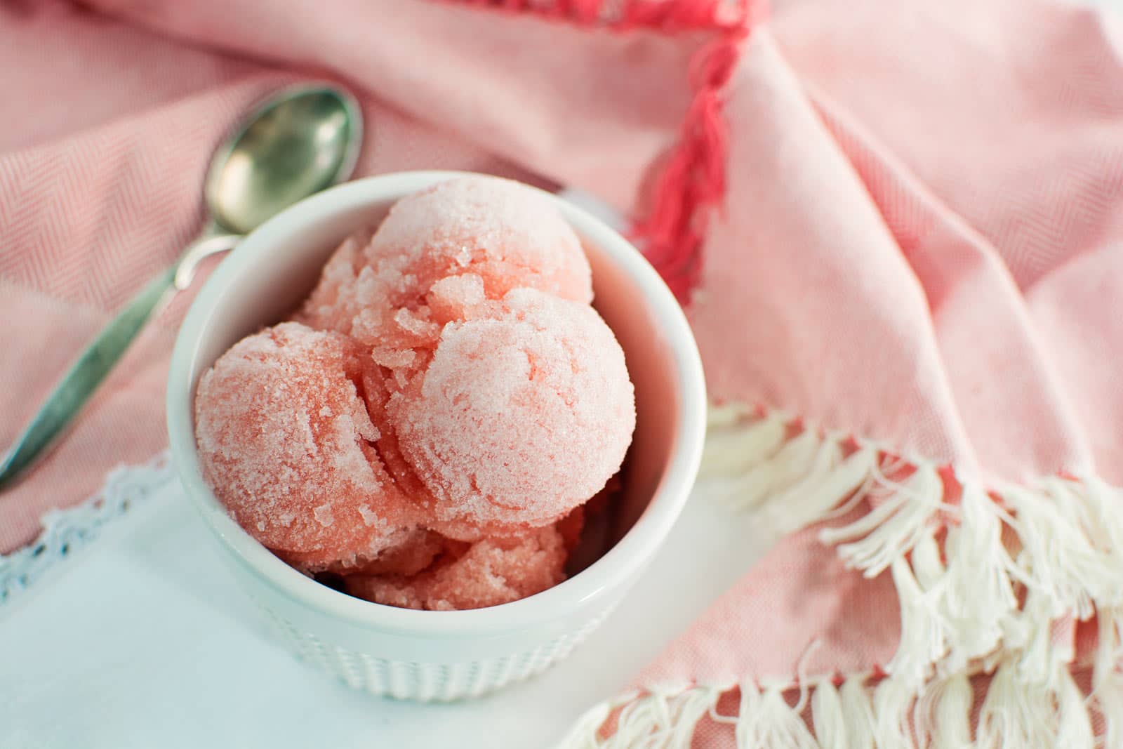 So summery and refreshing, Watermelon Sorbet! Easy to make and a favorite. Find the recipe @LittleFiggyFood
