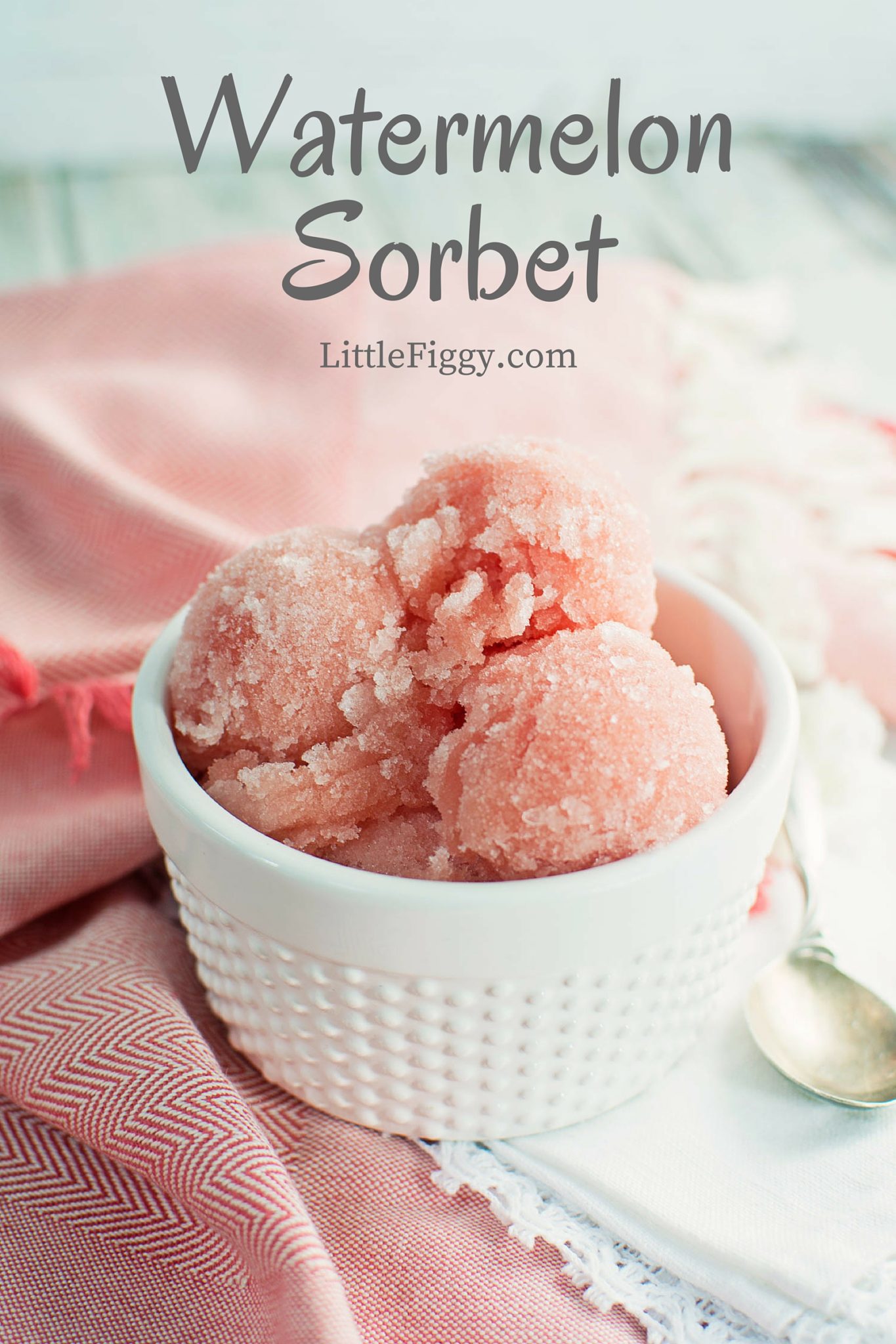 So summery and refreshing, Watermelon Sorbet! Easy to make and a favorite. Find the recipe @LittleFiggyFood