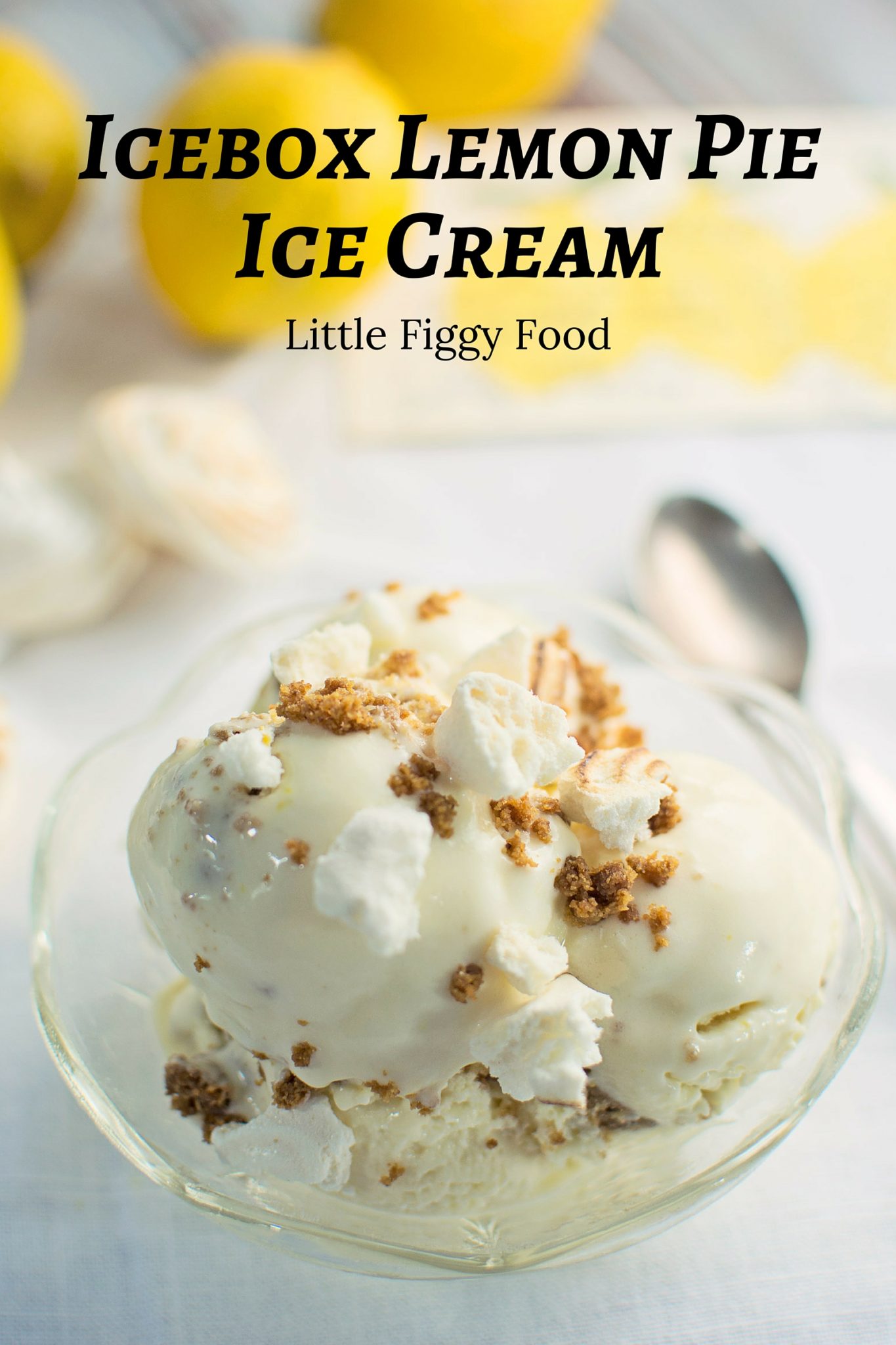 Icebox Lemon Pie Ice Cream with buttery graham cracker crumbs & crunchy Meringues to finish it off. Recipe by @LittleFiggyFood