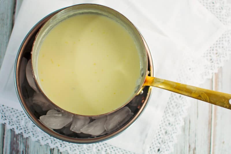 Lemon Pie Ice Cream Custard chilling. Recipe @LittleFiggyFood