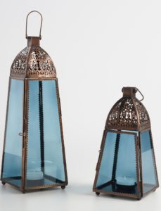 Antique Copper Blue Lanterns