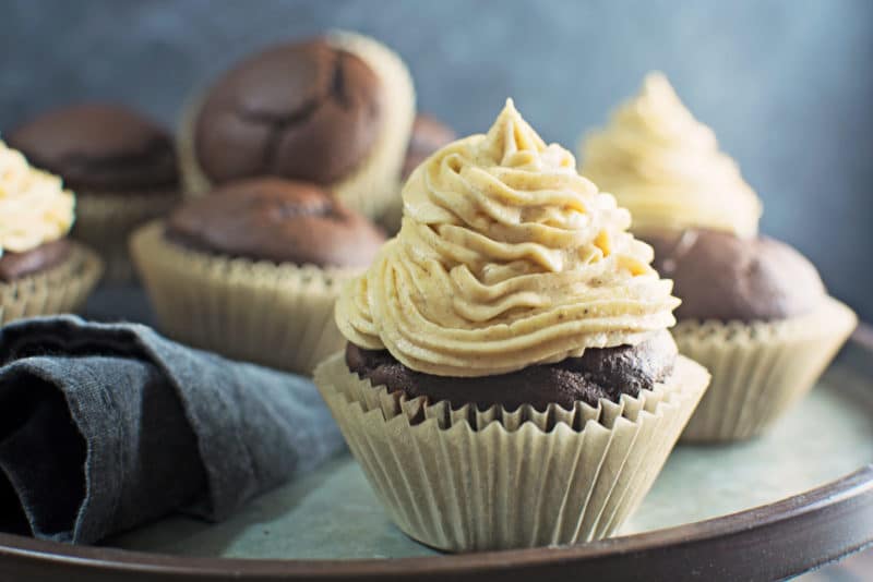 Decadent in every way, Chocolate Pumpkin Cupcakes! Recipe @LittleFiggyFood 