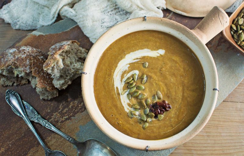 Warm up with this Chipotle Pumpkin Soup and enjoy! Recipe @LittleFiggyFood