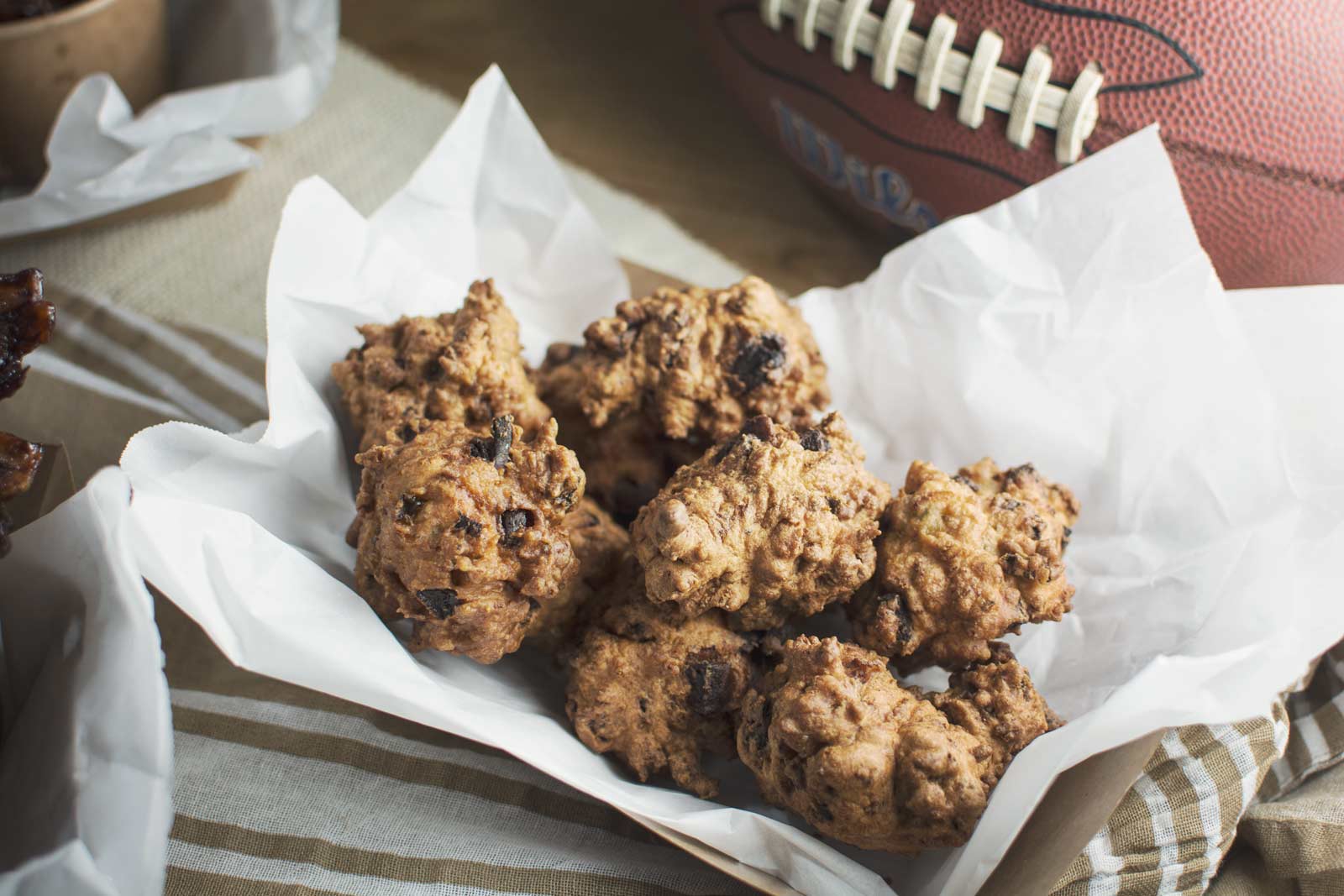 Enjoy some #fanfoodleague for the Big Game with these Jalapeno Hot Dog Fritters! Recipe @LittleFiggyFood #ad