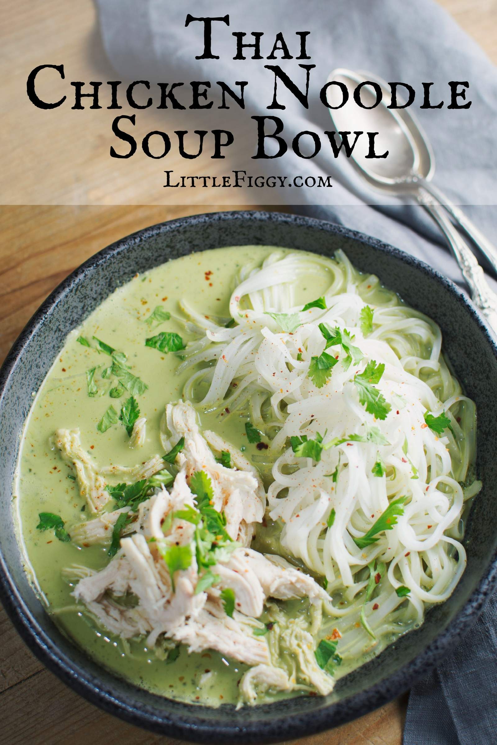 Try this tasty, quick and easy Thai Chicken Noodle Bowl! Full of amazing flavor and perfect as a starter or main meal. Recipe @LittleFiggyFood