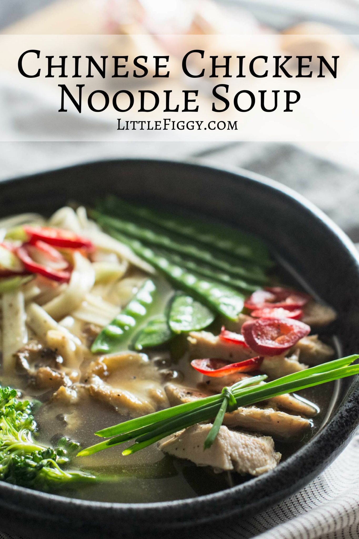 Enjoy this soothing Chinese inspired Chicken Noodle Soup, it's so comforting and full of goodness! Recipe @LIttleFiggyFood