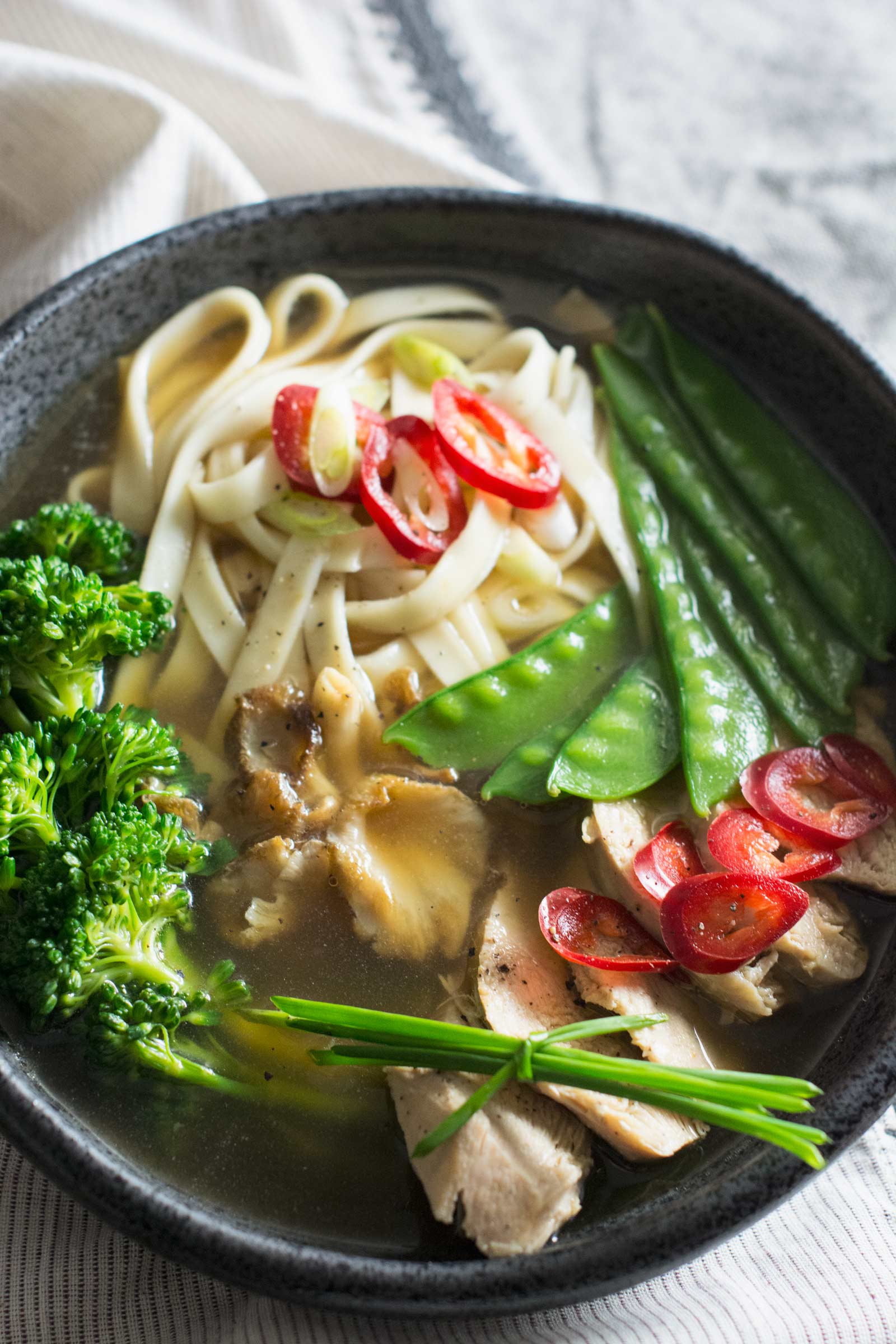 Enjoy this soothing Chinese inspired Chicken Noodle Soup, it's so comforting and full of goodness! Recipe @LIttleFiggyFood