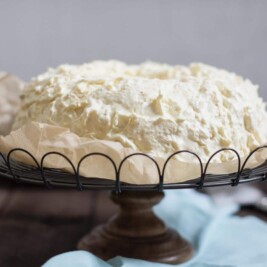 Pea Pickers Cake, a.k.a. known as Cool Whip Cake, a childhood favorite that's easy to make and full of mandarin oranges and crushed pineapple! Recipe at Little Figgy Food