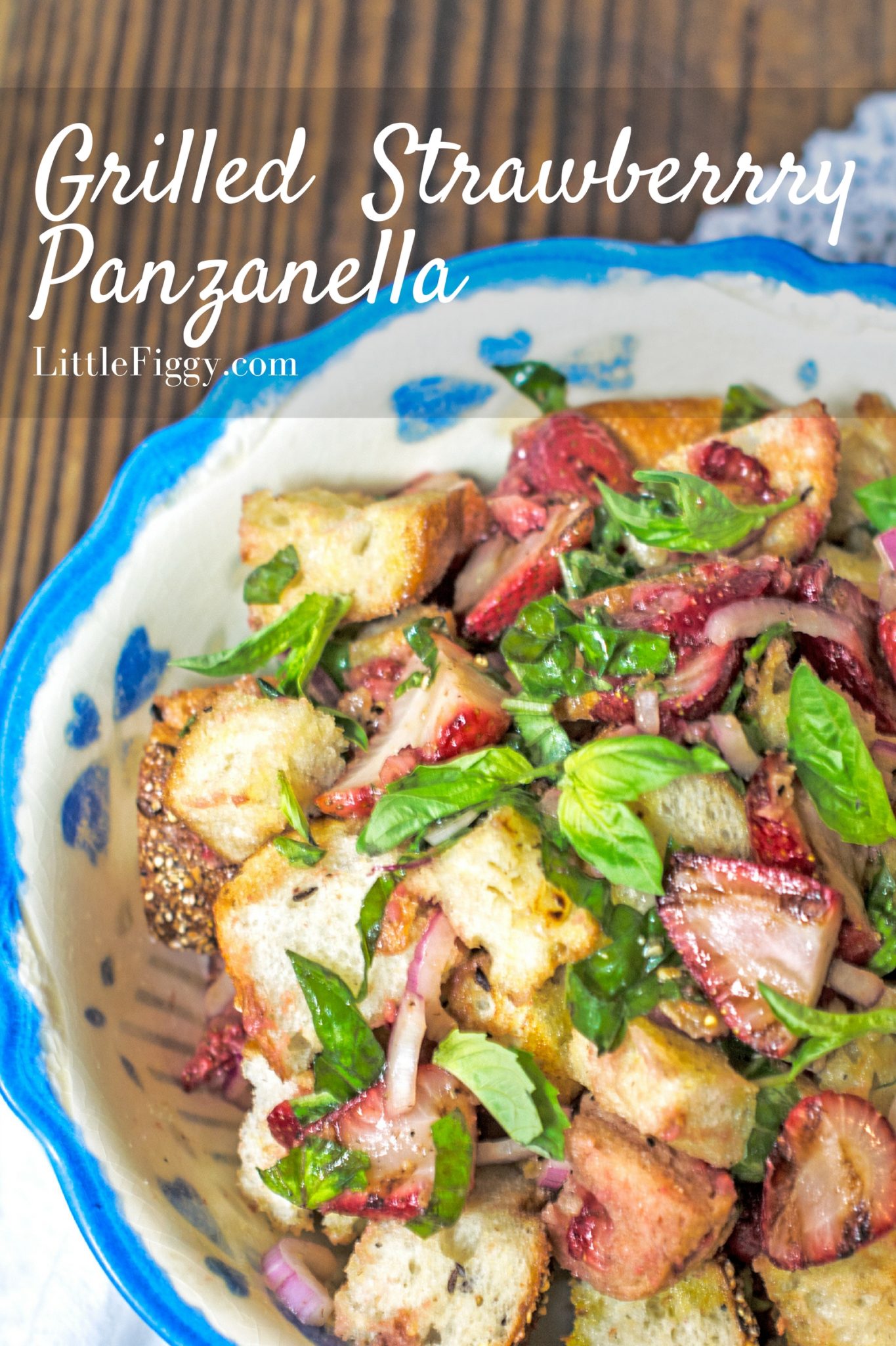 Easy to make and perfect to celebrate warm weather, Grilled Strawberry Panzanella! @hamiltonbeach @Amazon #Grillit #sponsored