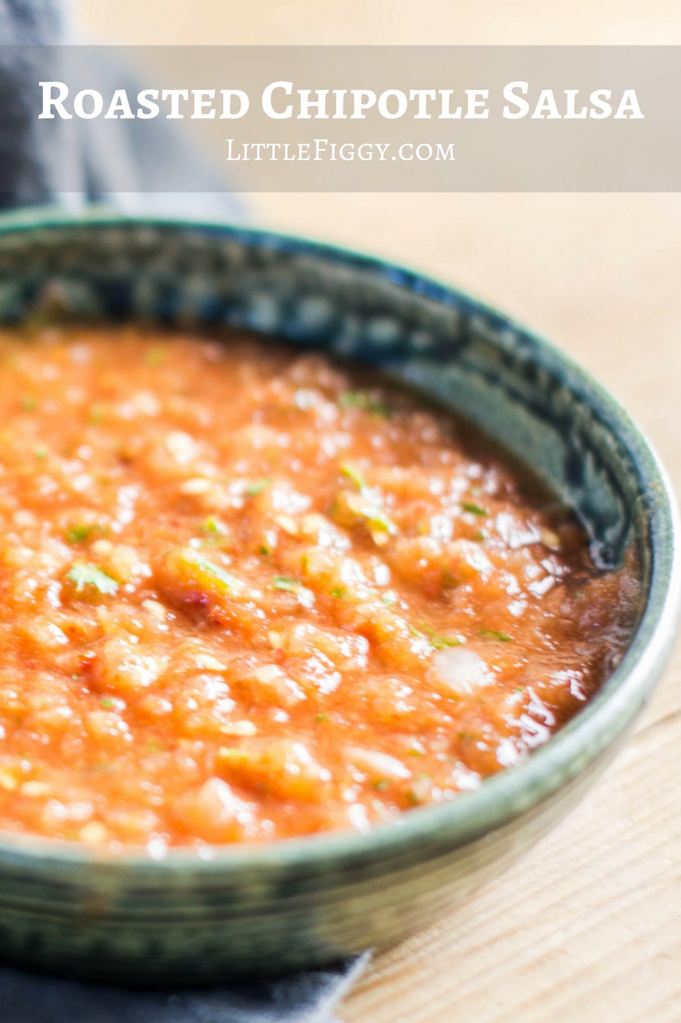 Full of smokey flavor, Roasted Chipotle Salsa recipe! It's amazing on my favorite Tequila Shrimp Tacos or anything you need a gorgeous salsa on. Recipe at Little Figgy Food