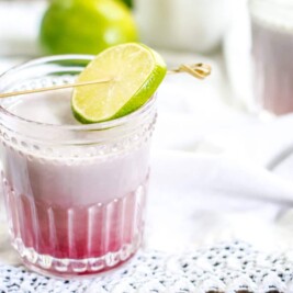 It's so creamy and refresh, a copycat recipe for the Starbucks Ombre Pink Drink, Coconut Passion Fruit Latte! Get the recipe from Little Figgy Food
