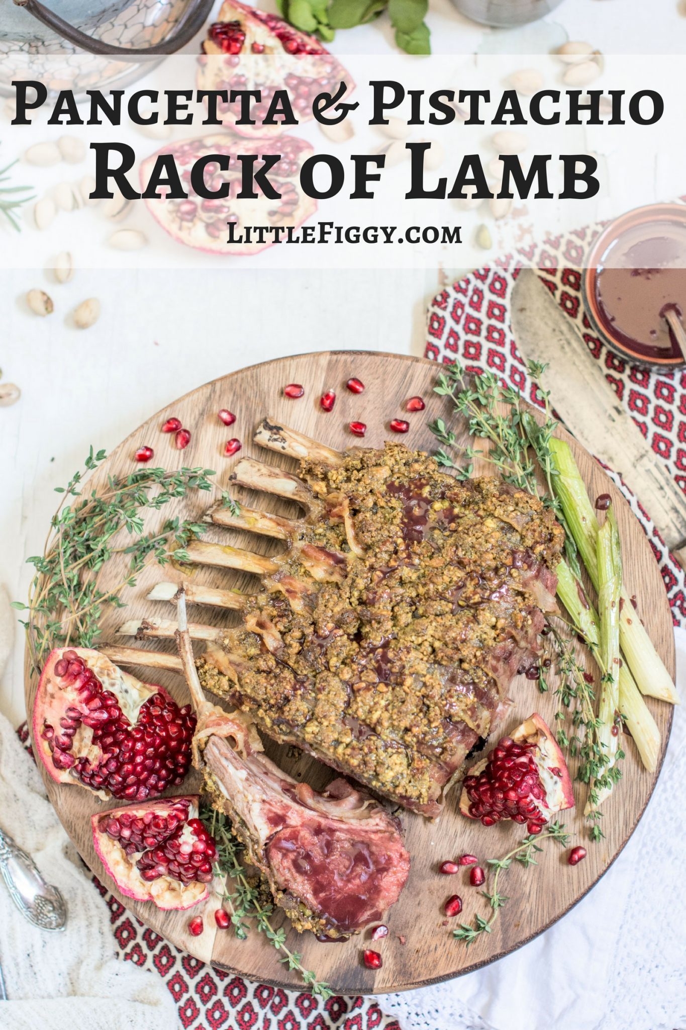Pancetta wrapped Pistachio Rack of Lamb, get the recipe at Little Figgy Food! @TheFreshMarket #TFMfortheHolidays #ad