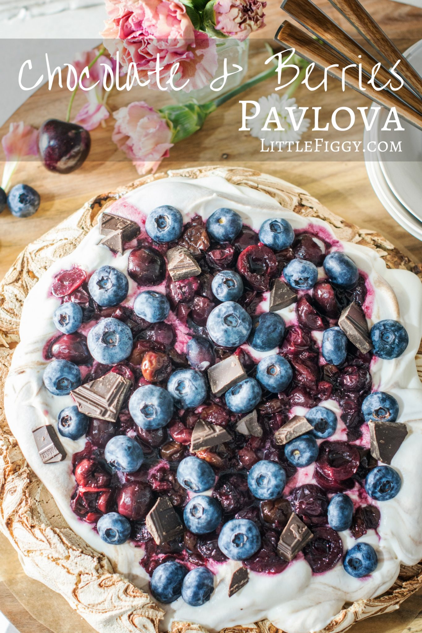 Chocolate Pavlova with Cherries and Blueberries. Get the Recipe at Little Figgy Food. @WorldMarket # #worldmarkettribe #ad