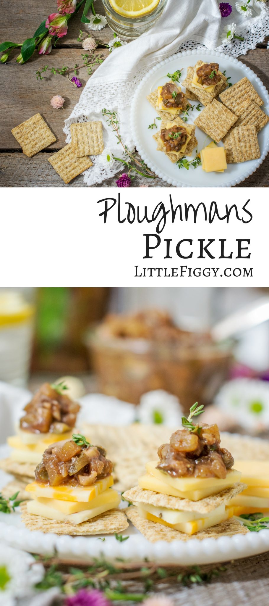 Enjoy making your own Ploughmans Pickle, Britains favorite pickle! Serve it on @TRISCUIT Crackers with a nice sharp cheese! Get the recipe at Little Figgy Food. #ad #TriscuitCharcuterie