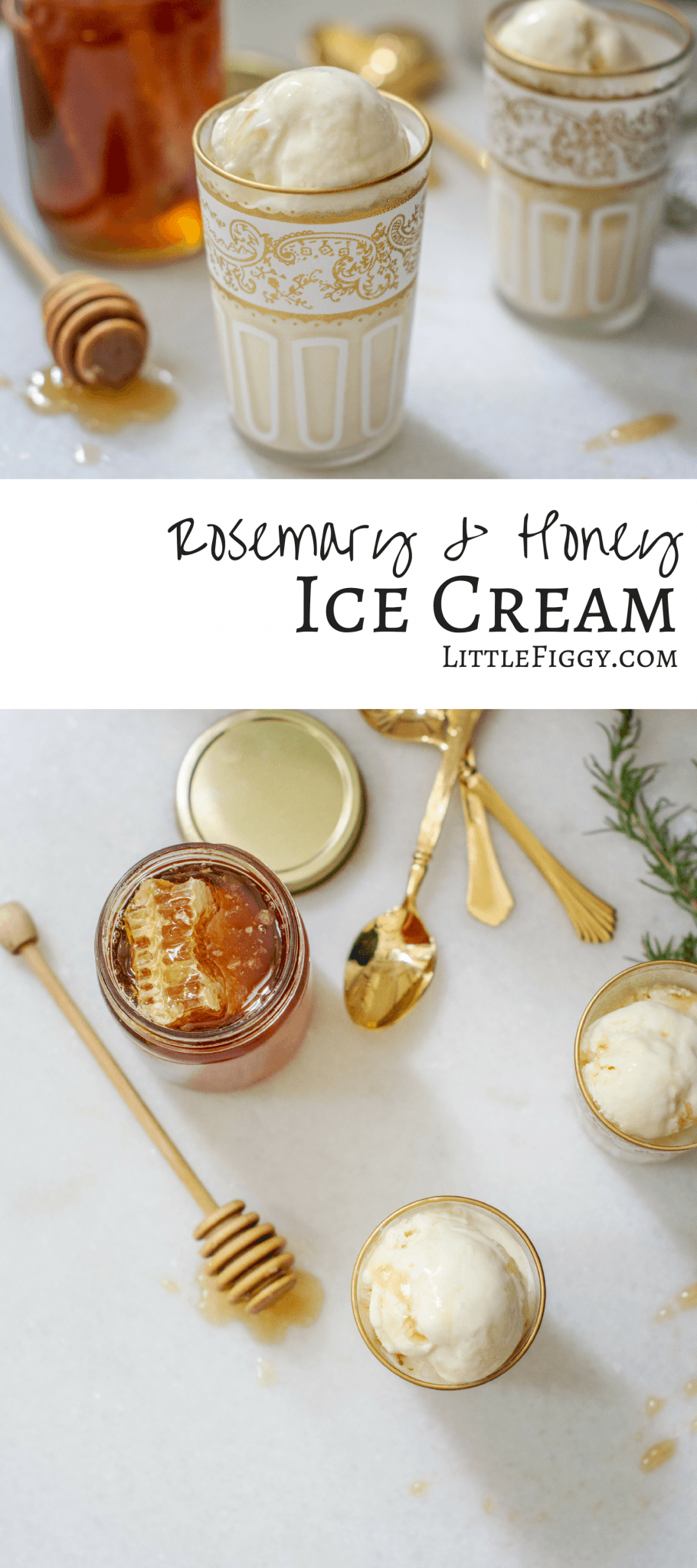 Make this simple ice cream recipe with understated flavors, Rosemary and Honey Ice Cream, so creamy and taste incredible, with light flavors that are perfectly balanced.#icecream #frozendesserts #recipe