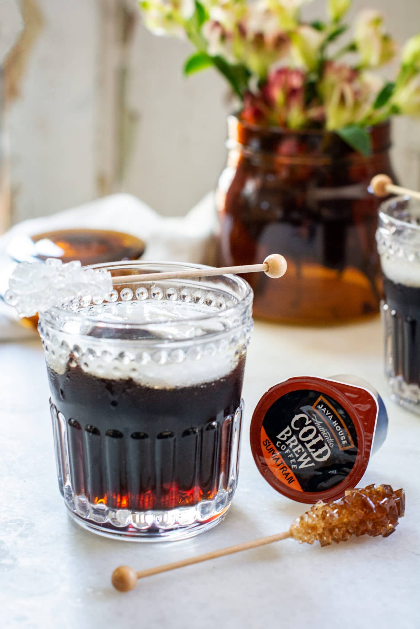 Cold Brew over ice with rock sugar