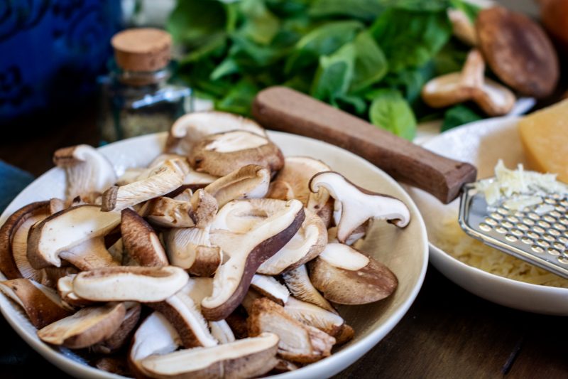 Bowl of sliced mushrooms