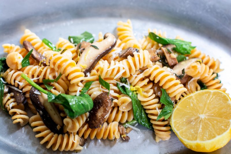Easy gluten free pasta with simple mushroom sauce