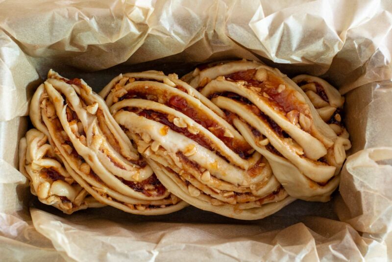 Braided filled dough ready to rise