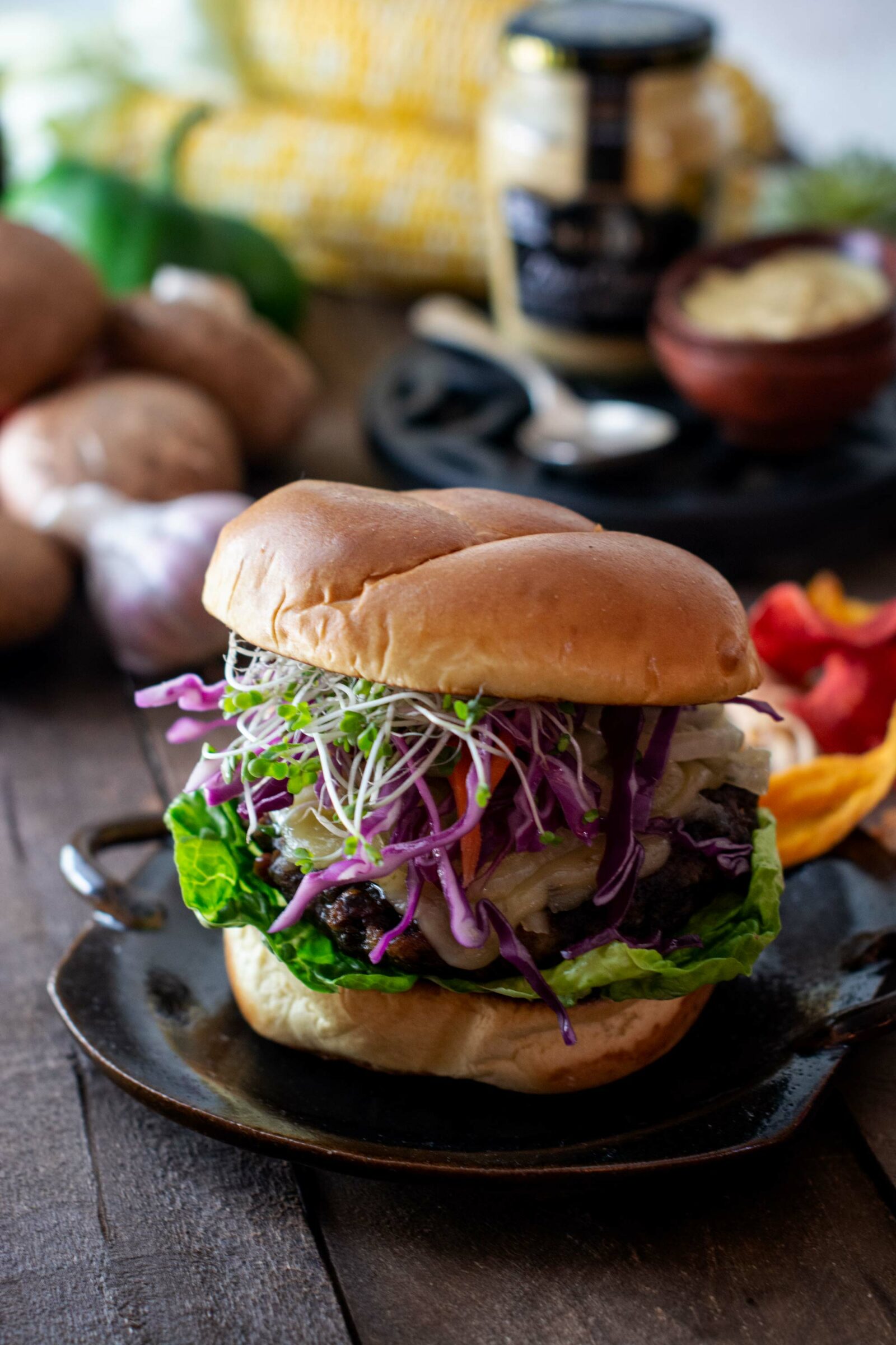 Vegetable and Mushroom Burger Recipe with Dijon Mustard