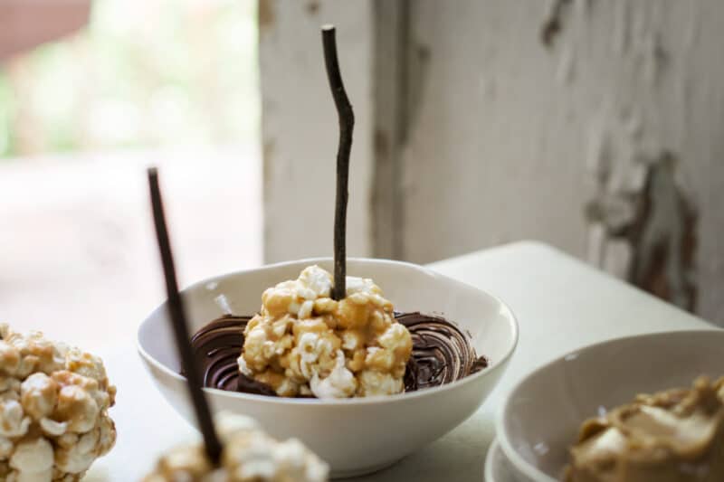 Bowl of chocolate making back to school snacks