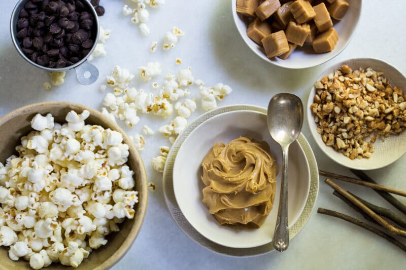 Ingredients for PB popcorn balls recipe