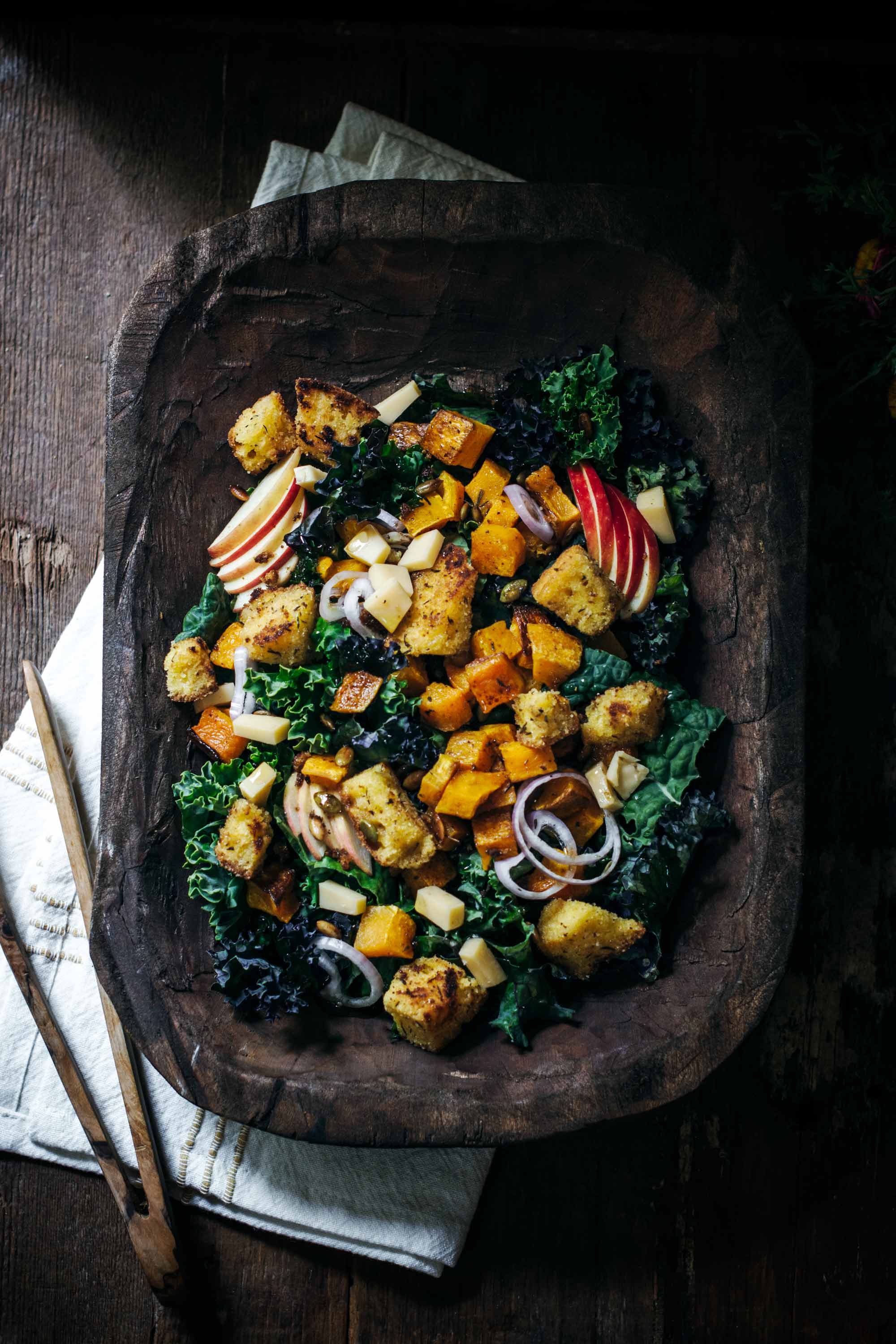 Butternut and apples with cornbread Panzanella salad