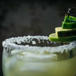 Rimmed and garnish cocktail glass