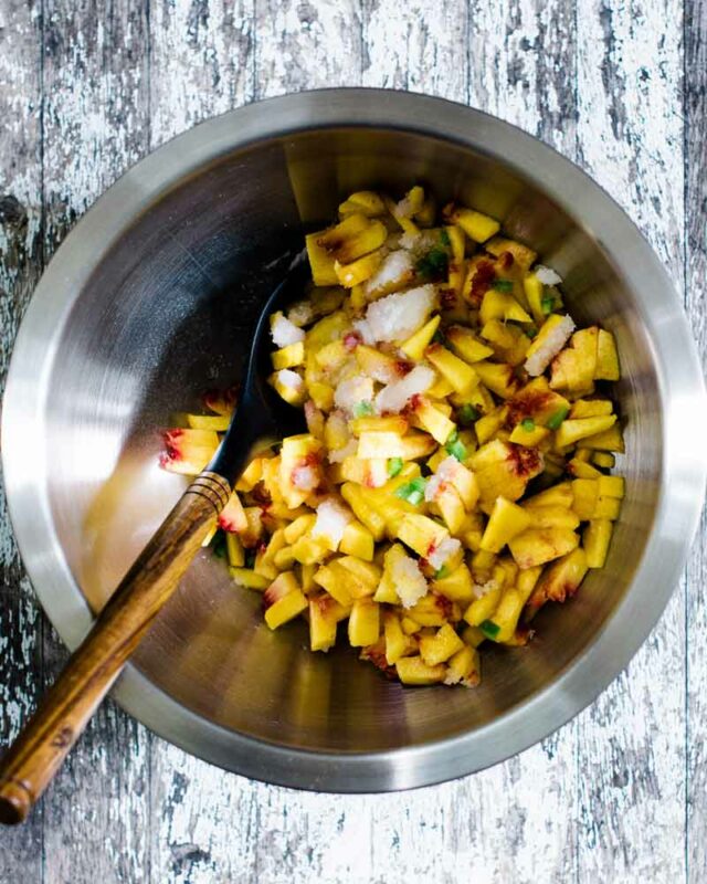 Bowl of jam ingredients