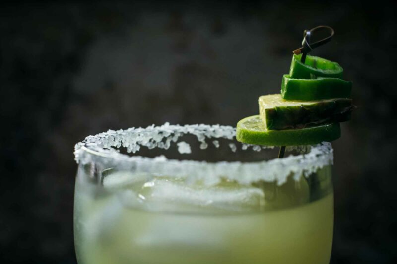 Rimmed and garnish cocktail glass