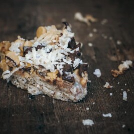 Coconut and chocolate dessert bars with butterscotch