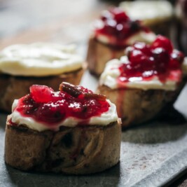 Cranberry jam on a cheeseboard