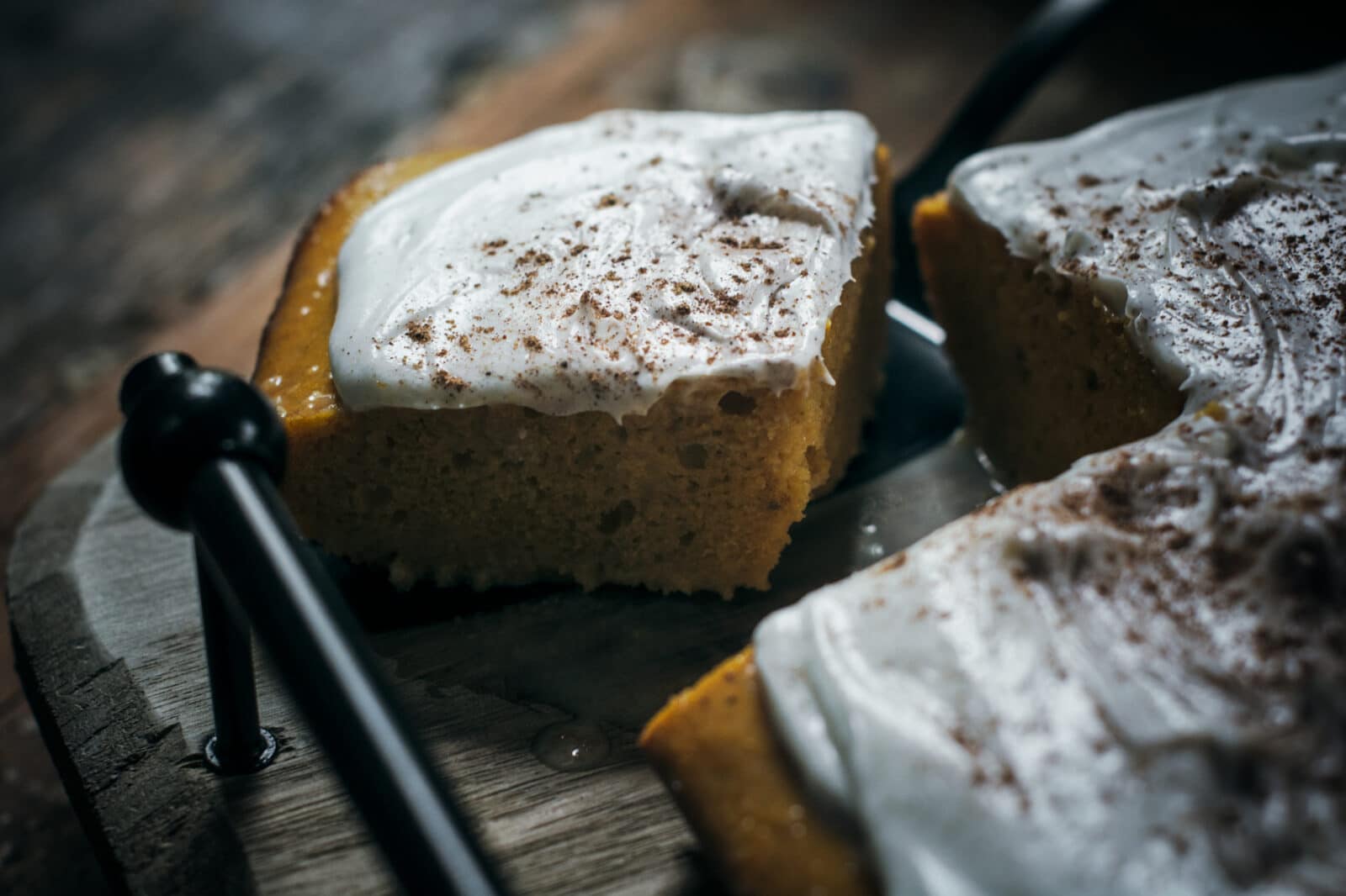 A slice of pumpkin cake
