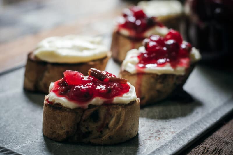 Cranberry jam on a cheeseboard