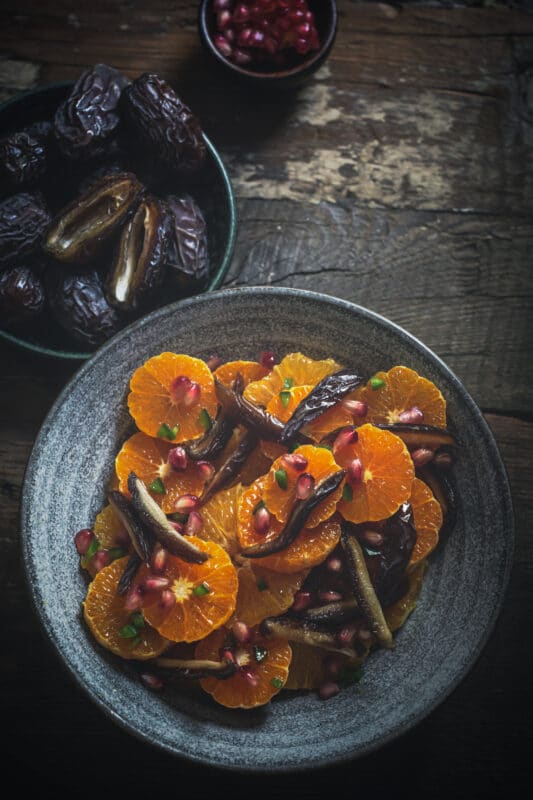 Dates with orange and pomegranate salad